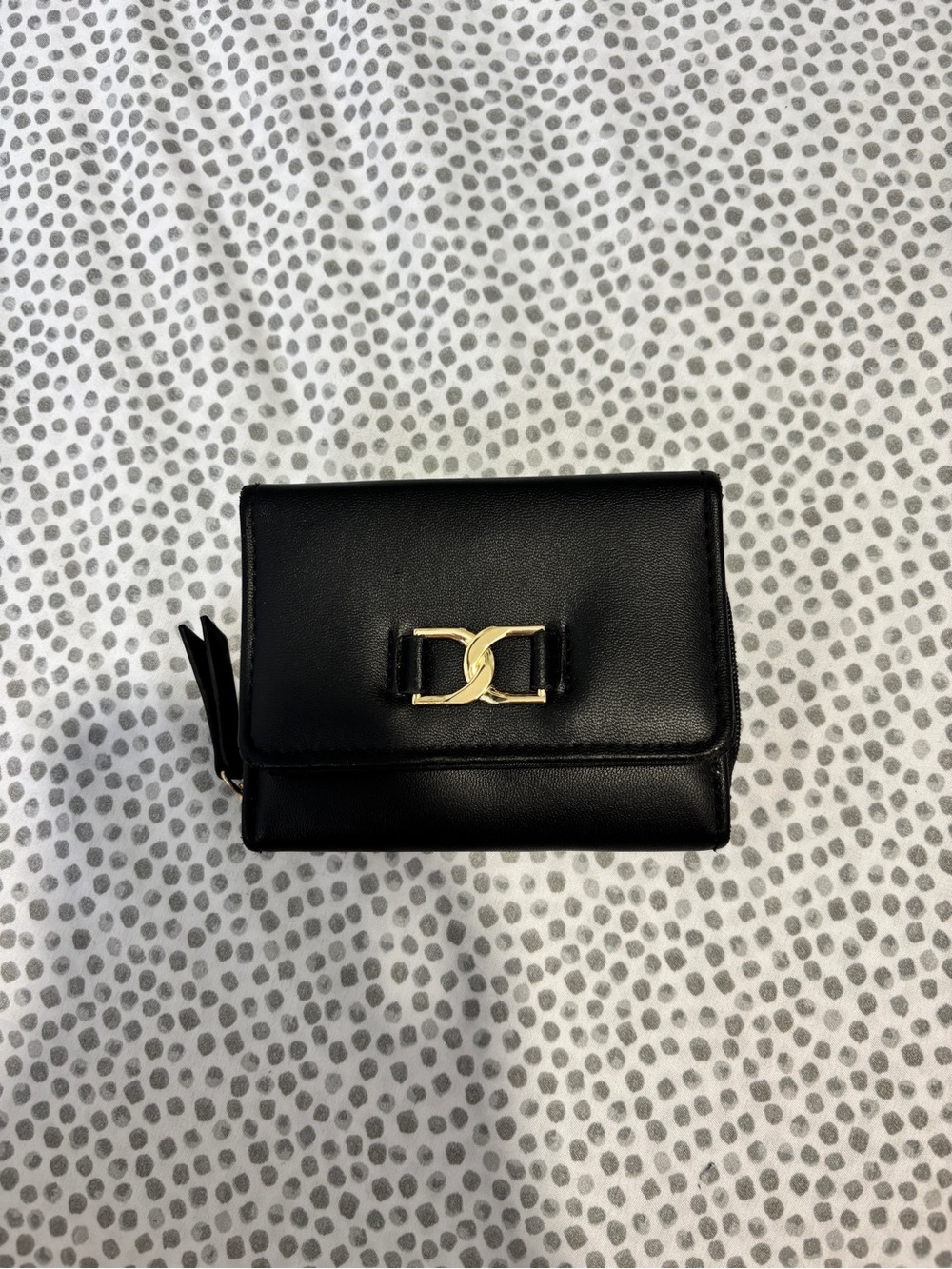 Black Women's Leather Wallet with Gold Accent